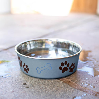 Loving Pets Bella Dog Bowls- Stainless Steel Dog & Cat Bowls - Spill Proof Dog Food Bowl, Cat Bowl, Puppy Essentials & Pet Supplies Great for Home & Travel (Large 35-65 lbs, Blueberry)