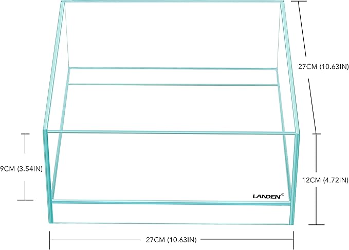 LANDEN Glass Air Aquarium Tank Multi-Scene Landscape Aquarium, 1.6Gallon Rimless Low Iron Shallow Tank,10.63" W×10.63" D×4.72" H (27cmx27cmx12cm) 5mm Thickness
