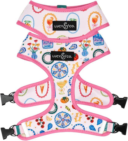 Lucy & Co. Dolce Vita Reversible Dog Harness, Adjustable Comfort Fit with Dual Leash Attachments, Medium