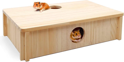 kathson Multi-Chamber Hamster Maze House,Wooden Syrian Hamster Maze Hideout,Small Pets Habitats Decor,6-Room Hideouts & Tunnel Exploring Toys for Dwarf Hamsters,Gerbils,Mice,Lemmings,Mouse