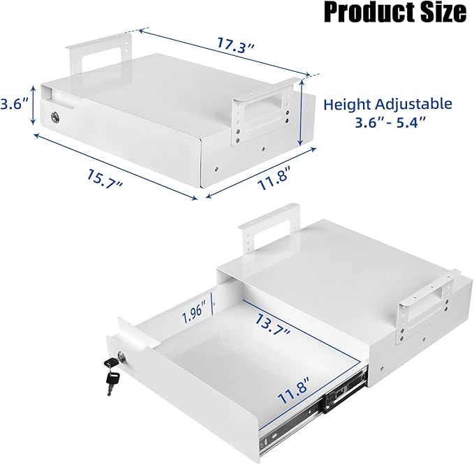 Under Desk Drawer Organizer Lockable, Metal Undermount Table Drawer Upgrade