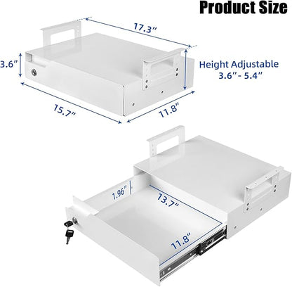 Under Desk Drawer Organizer Lockable, Metal Undermount Table Drawer Upgrade