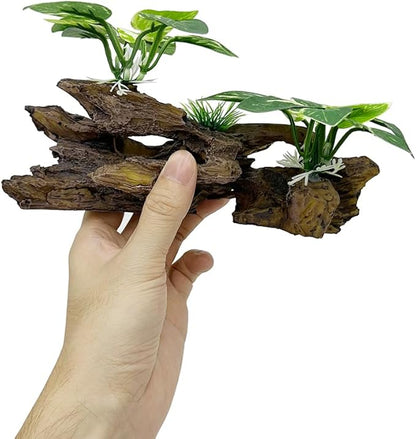 Smoothedo-Pets Fish Tank Decorations Aquarium Decor Ornaments Betta Silk Leaf pad Hammock Artifical Driftwood Cave Goldfish Bowl Accessories (Type-B)
