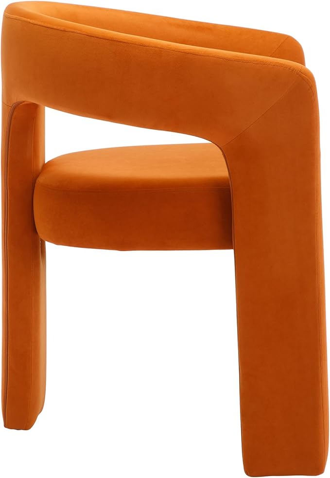 DAYALANE Modern Barrel Dining Chairs Set of 2, Upholstered Kitchen Chairs with Arms Comfy Velvet Side Chair for Living Room/Dining Room/Reception, Orange