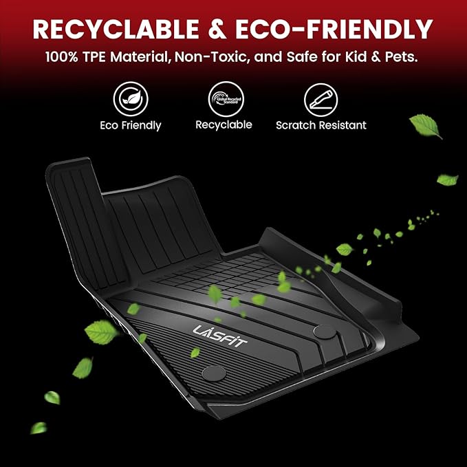 LASFIT Floor Mats 2019-2023 2024 2025 for BMW 3 Series G20 3 Series 330i 330e M3 M340i Accessories Sedan Only, Custom Fit TPE All Weather Car Liners 1st & 2nd Row Full Set, Black(NOT for GT & 2 Door)