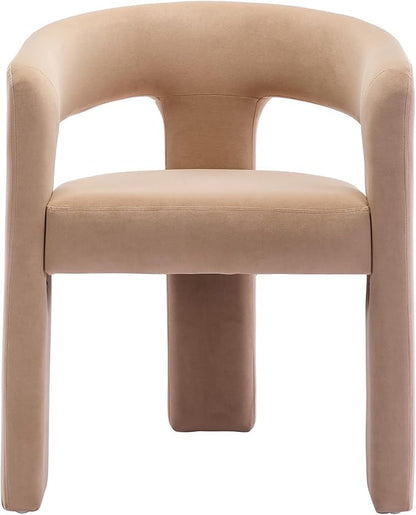 DAYALANE Modern Barrel Dining Chairs Set of 2, Upholstered Kitchen Chairs with Arms Comfy Velvet Side Chair for Living Room/Dining Room/Reception, Khaki