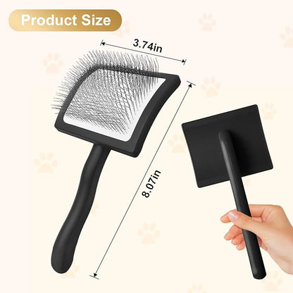 Dog Slicker Brush for Doodle Grooming,Dog Brush for Poodles,Long Pin Haired Pet Slicker Brush for Goldendoodles, Labradoodles,Bernedoodles (Black)