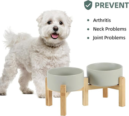Ceramic Raised Double Bowls Set