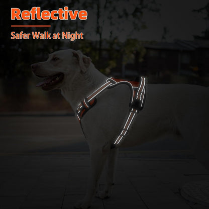 PUPTECK No Pull Dog Harness Small Sized, Adjustable Reflective Dog Harness with Handle Easy Control, Comfortable Soft Padded Pet Vest Harness for Small Dogs, Orange S