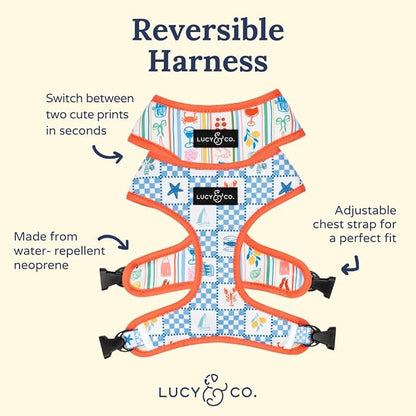 Lucy & Co. Sunny in Sicily Reversible Dog Harness, Adjustable Comfort Fit with Dual Leash Attachments, X-Small