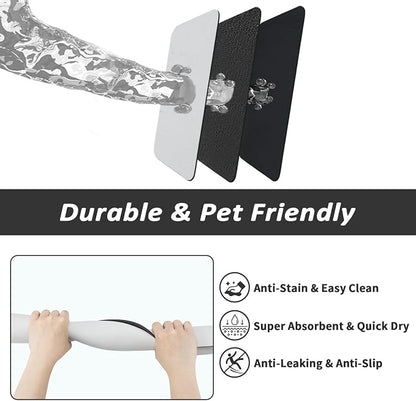 HotLive Dog Food Mat - Absorbent Cat Mat for Food and Water, No Stains Pet Feeding Bowl Mat, Easy to Clean Pet Placemats, Quick Dry Dog Water Dispenser Mat for Messy Drinkers | Light Grey 18"x 28"
