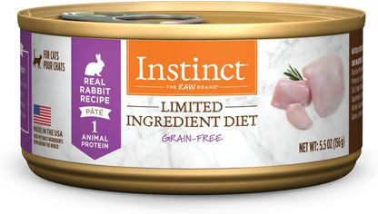 Instinct Limited Ingredient Diet, Natural Wet Cat Food, Grain Free Recipe - Real Rabbit, 5.5 oz. Cans (Pack of 12)