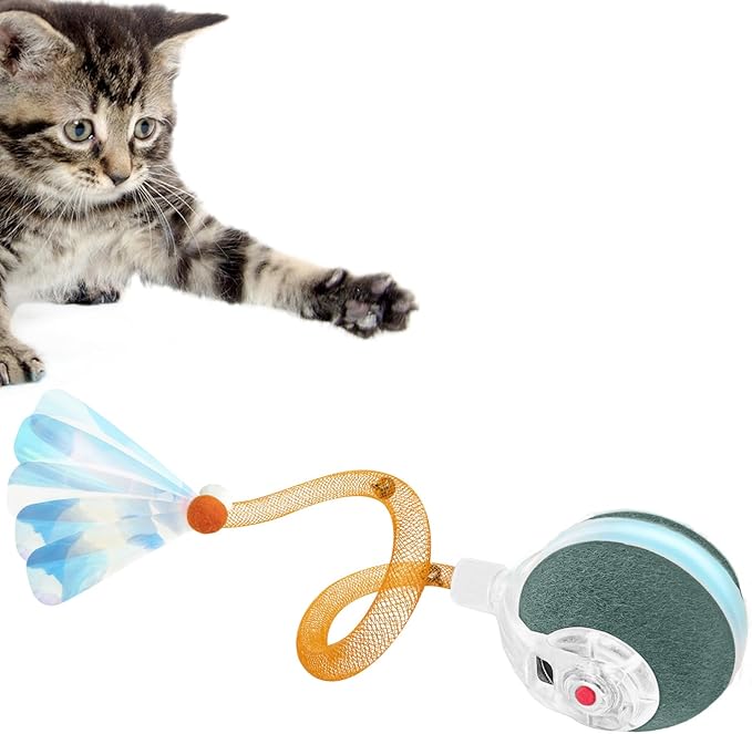 YVE LIFE Interactive Cat Toys Ball for Indoor Cats,[2025 Newly Upgraded] Agile Moving Cat Ball with Elastic Mesh Tail,Automatic Kitten Toys for Bored Indoor Adult Cats,Motion Activated (Dark Green)