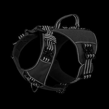 ICEFANG Quick-Moving Tactical Dog Harness X-Large Dogs,No Pull Dog Vest | Control Handle,Reflective,Full Metal Buckles,Adjustable,Hook-and-Loop Panel,Soft Padded,Grey,X-Large
