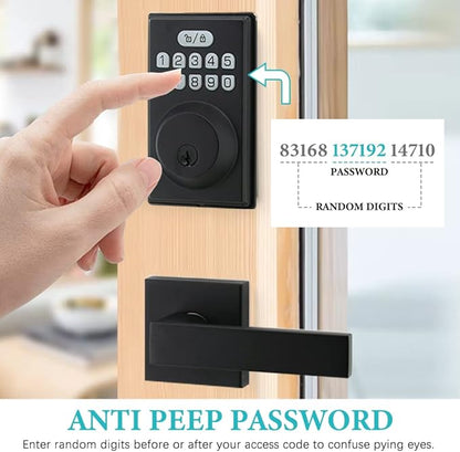 Keyless Entry Door Lock with 2 Handles, Electronic Keypad Deadbolt Front Door