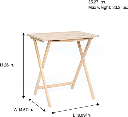 PJ Wood 5 Pack XL Oversize Tray Table for Living Room or Kitchen, Indoor TV Tray for Small Spaces and Family Gatherings, Natural Wood
