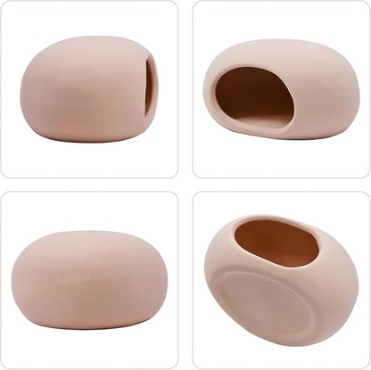 Saim Aquarium Decorations Ceramic Cave, Betta Fish Tank Accessories for Shrimp Cichlid Hiding Breeding Small Fish Bowl Hide Ornaments Betta Toys Hideout House - Natural Color