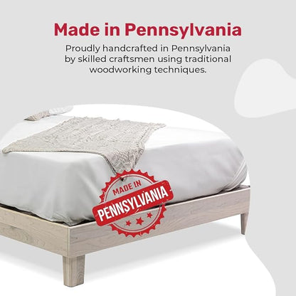 Solid Hardwood Platform Bed Frame with Slats, Quality Crafted in Pennsylvania, USA from Poplar by Mennonite Artisans, No Box Spring Needed, Easy Assembly