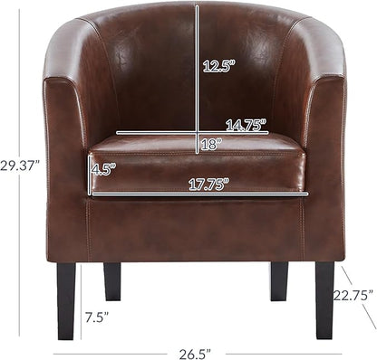 BELLEZE Accent Barrel Chair, Club Tub Sofa Corner Chair with Flared Legs and Cozy Soft Padding for Living Room Bedroom Waiting Room - Caramel