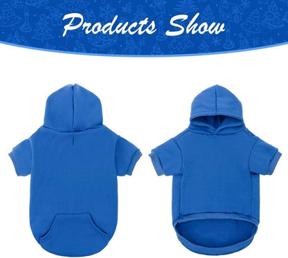 KOOLTAIL Basic Dog Hoodie - Soft and Warm Dog Hoodie Sweater with Leash Hole and Pocket, Dog Winter Coat, Cold Weather Clothes Sweatshirt for Small Medium Large Dogs Puppy Cat Boys Girls Blue XXL