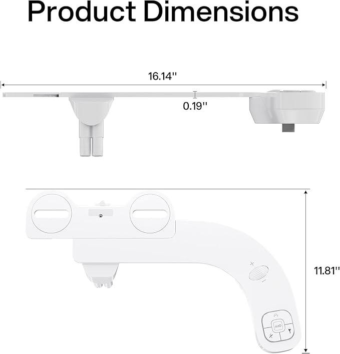 hansrapo Left-Hand Bidet Attachment– Non-Electric Dual Nozzle