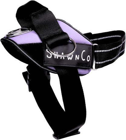 ShawnCo Essential Pro Dog Harness, No-Pull Pet Vest with 3 Leash Clips and Removable, Reflective Side Patches, Adjustable and Padded Harness for Small, Medium and Large Dogs (ICY Lilac, S)