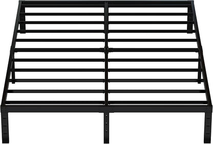 12 Inch Bed Frame Queen Size No Box Spring Needed, Heavy Duty Queen Platform Metal Bed Frame Support Up to 3000 lbs, Easy Assembly, Noise Free, Black