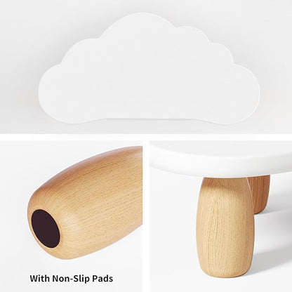 AFOOYO Cloud-Shaped Sturdy Wood Computer Monitor Stand Riser With Drawer, Multi-Purpose Desktop Organizer