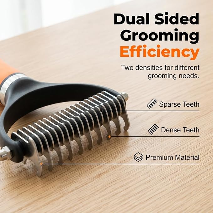 2026 Upgrade Double-Sided Pet Grooming Tool, Professional Pet Detangling Comb Removes Tangles Knots and Loose Fur, Gentle Deshedding Dog Cat Brush for Long Thick Hair (Green)