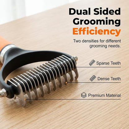 2026 Upgrade Double-Sided Pet Grooming Tool, Professional Pet Detangling Comb Removes Tangles Knots and Loose Fur, Gentle Deshedding Dog Cat Brush for Long Thick Hair (Green)