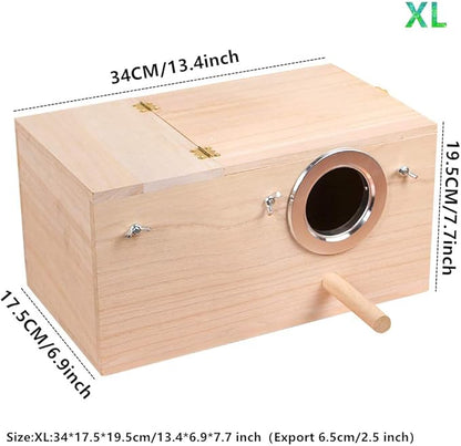 YJJKJ Wood Parakeet Nest Box Pet Bird House Parrot Breeding Mating Box Bird Cage Box for Lovebirds Cockatiel Parrotlets Budgerigar Parakeet (XL)