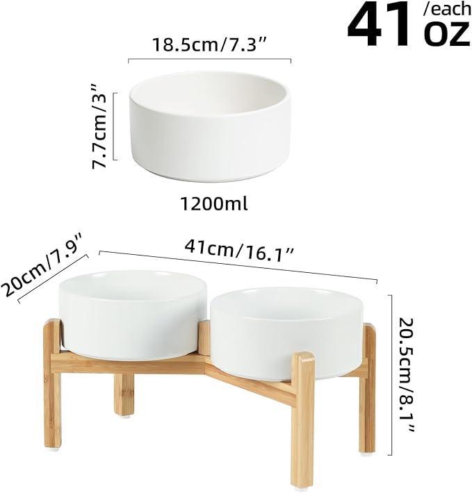 Ceramic Raised Double Bowls Set