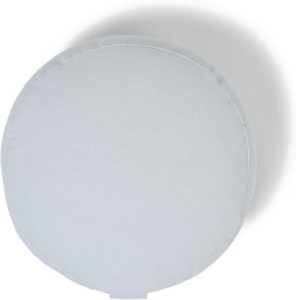 Organic Round Meditation Cushion by renoo - Durable Comfortable Cotton, Linen, Hemp - Modern Zafu - Buckwheat Floor Pillow Yoga Bolster in 15 Colors Removable Cover - 15 inches - Pebble