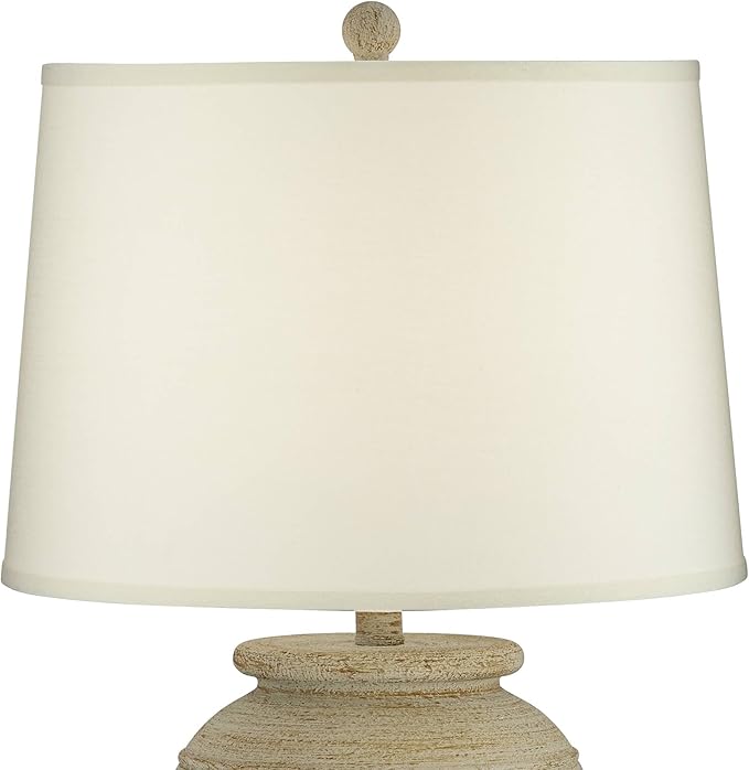 John Timberland Austin Country Cottage Southwest Style Jug-Shaped Table Lamp 28" Tall Sand Tone Desert Ridged Cream Linen Drum Shade for Living Room Bedroom House Bedside Nightstand Home Office