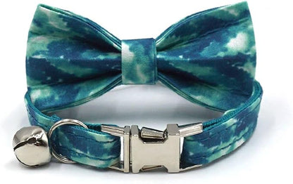Personalized Cat Collar with Bells,Velvet Customized Small Cat Collar with Name Tag,Pet Collar with Name Phone Number Engraved ID Tags for Boy and Girl Kitten Cats (Peacock)