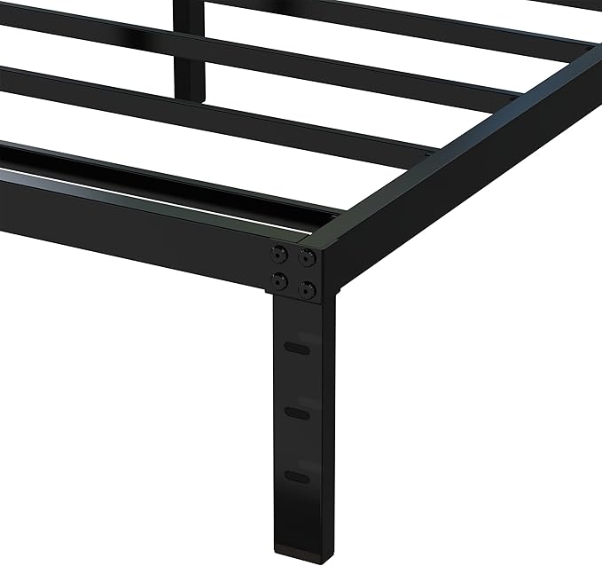 12 Inch Bed Frame Queen Size No Box Spring Needed, Heavy Duty Queen Platform Metal Bed Frame Support Up to 3000 lbs, Easy Assembly, Noise Free, Black