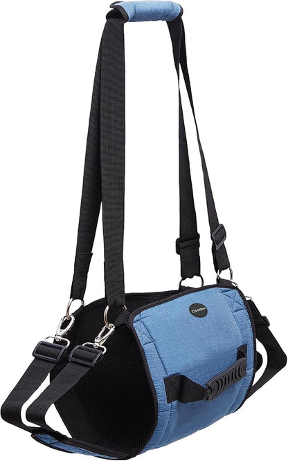 COODEO Dog Carry Sling, Emergency Backpack Pet Legs Support & Rehabilitation Dog Lift Harness for Nail Trimming, Dog Carrier for Senior Dogs Joint Injuries, Arthritis, Up and Down Stairs (L, Blue)