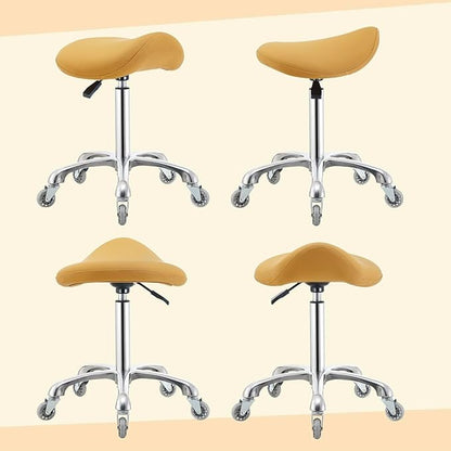 Nolasalon Saddle Stool Chair with Wheels,Ergonomic Swivel Rolling Height Adjustable for Salon Beauty Clinic Dentist Tattoo Home Office