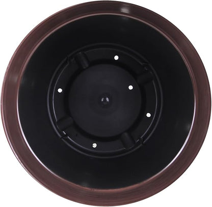 Garden Elements Indoor/Outdoor Glazed Brushed Happy Plastic Planter, Large, Dark Brown, 15"