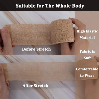 24 Pack Breathable Self Adherent Wrap, Athletic Elastic Non Woven Cohesive Bandage for Sports, First Aid Medical, Wrist, Ankle Sprains, Swelling and Vet Wrap 2 Inch 5 Yards (Rainbow Color).