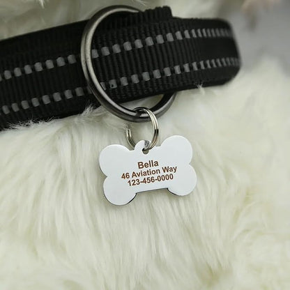 Personalized Dog Cute Paw Pet ID Tag for Pet Collar or Key Chain - cat Name tag, Personalized cat id tag, Kitten Name tag, Kitten id tag (Bone-Shaped-Small: Light Gold)
