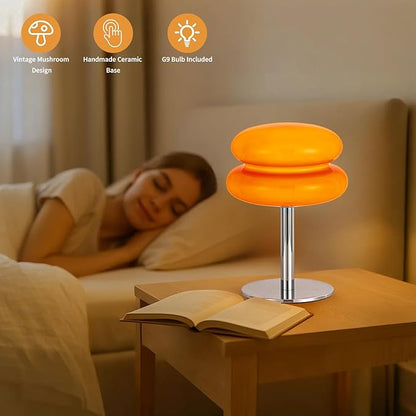 Vintage Mushroom Lamp, Dimmable Bedside Table Lamp