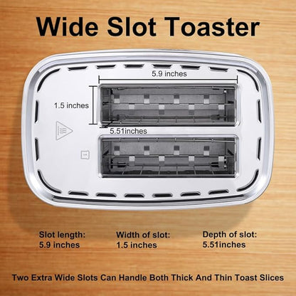 Smart Touch Screen Toaster 2 Slice, KETIAN Automatic Digital Stainless Steel