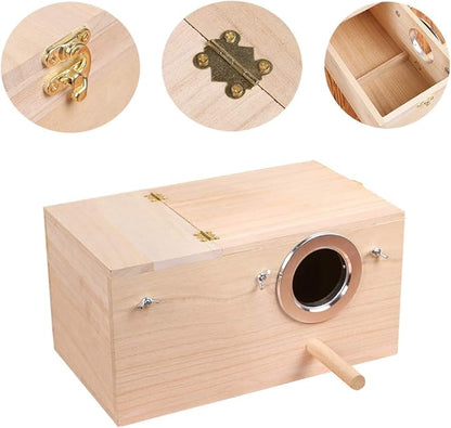 YJJKJ Wood Parakeet Nest Box Pet Bird House Parrot Breeding Mating Box Bird Cage Box for Lovebirds Cockatiel Parrotlets Budgerigar Parakeet (XL)