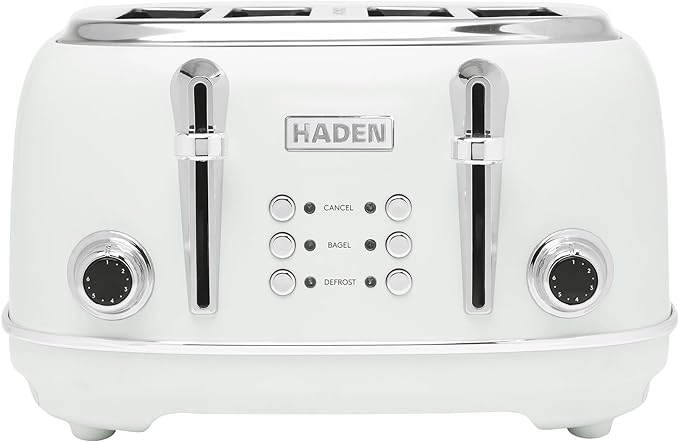 HADEN Heritage Toaster with Extra Wide Slots, Ivory & Chrome