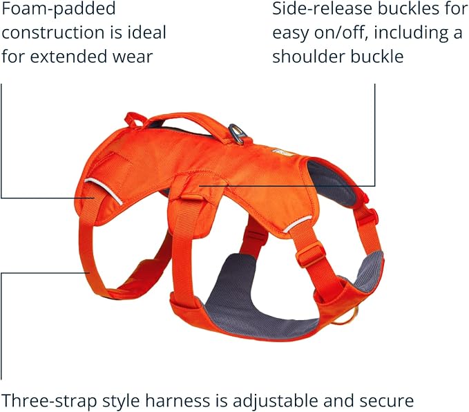 Ruffwear, Web Master, Multi-Use Support Dog Harness, Hiking and Trail Running, Service and Working, Everyday Wear, Blaze Orange, X-Small