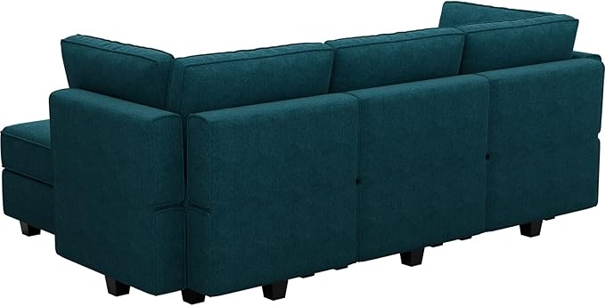 Belffin Terry Fabric Modular Sectional Sleeper Sofa Bed with Storage Convertible Sectional Couches for Living Room 6 Seaters Peacock Blue Modular Sofa