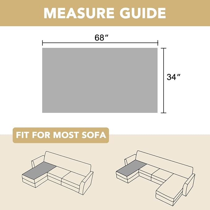 H.VERSAILTEX Chenille Couch Cover for Dogs Washable Soft Fuzzy Chaise Cover Sectional Couch Covers for L Shaped Sofa Both Left/Right Thick Pet Couch Cover Protector Non-Slip(Grey, 34" x 68")