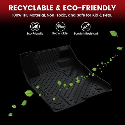 LASFIT Floor Mats and Trunk Mat for Ford Mustang 2024 2025 2026 (NOT fit Cargo w/o Subwoofer Box) All Weather Protector TPE Car Floor Liners, 1st & 2nd Row & Cargo Liner, 5pcs Black