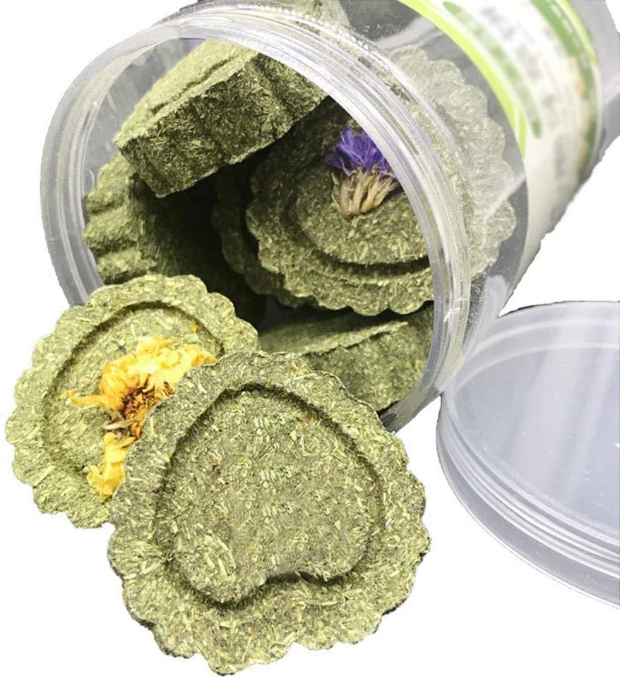 Bunny Chew Toys for Teeth, Natural Pet Chew Toy Hand Made Timothy Hay Cakes for Chinchilla Guinea Pig Hamsters Holland Lop Prairie Dogs Squirrels Gerbils Rabbit Chewing & Molar Teeth, 9.5oz